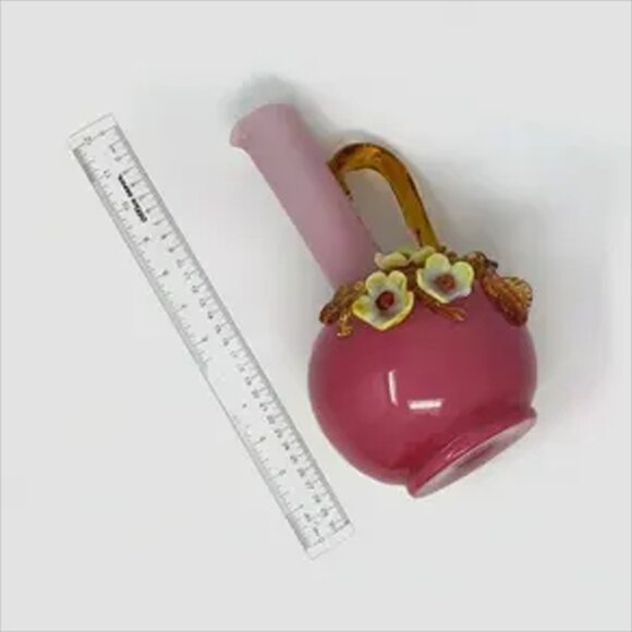 Victorian Stevens & Williams Peachblow Glass Ewer with Applied Flowers - Picture 8 of 8